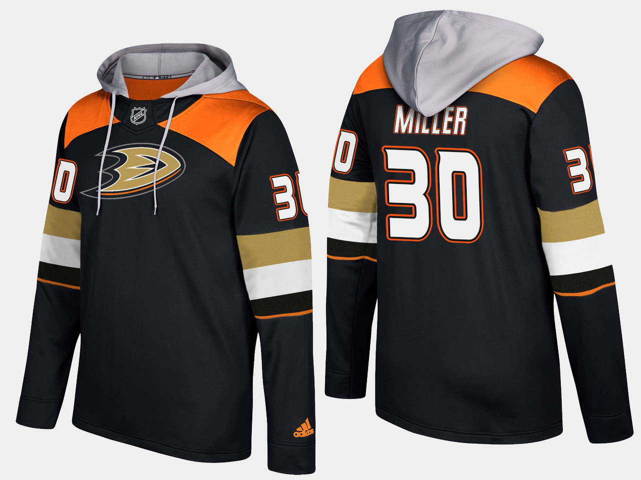 Men NHL Anaheim ducks #30 ryan miller black hoodie